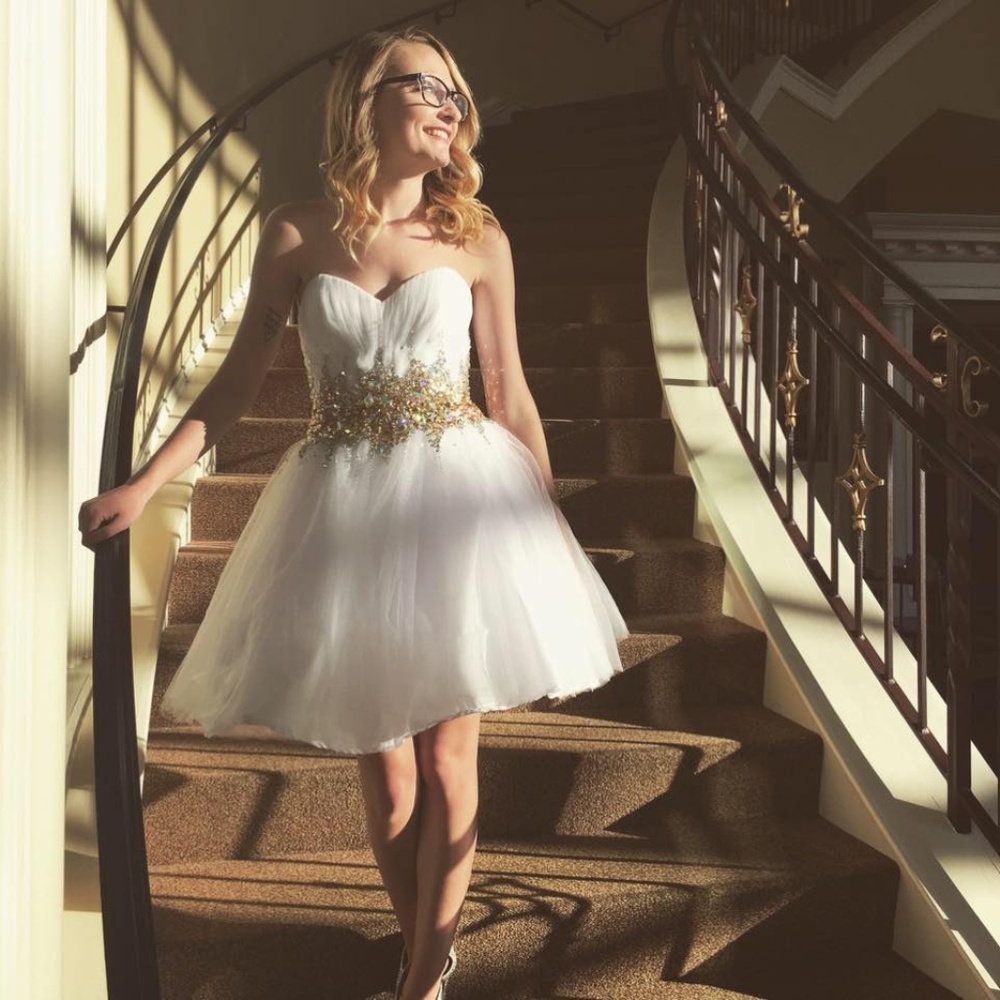 White/Gold Formal dress size 2